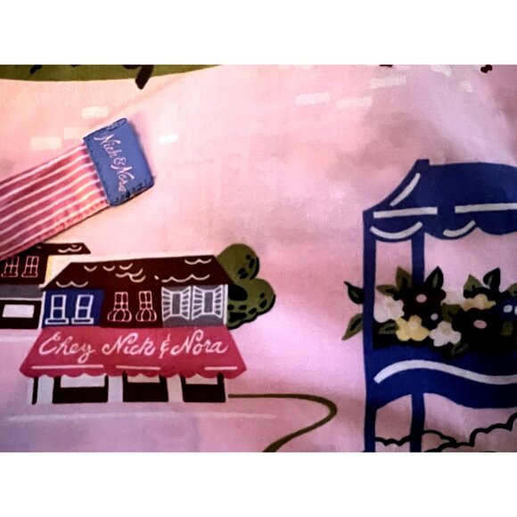 Nick & Nora Pajama Pants Sz M PARIS Pink POODLES Wide Leg Crop Drawstring - Picture 7 of 7